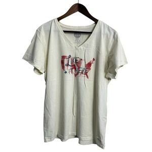 Life is Good t-shirt women's XL ivory graphic classic fit short sleeve patriotic